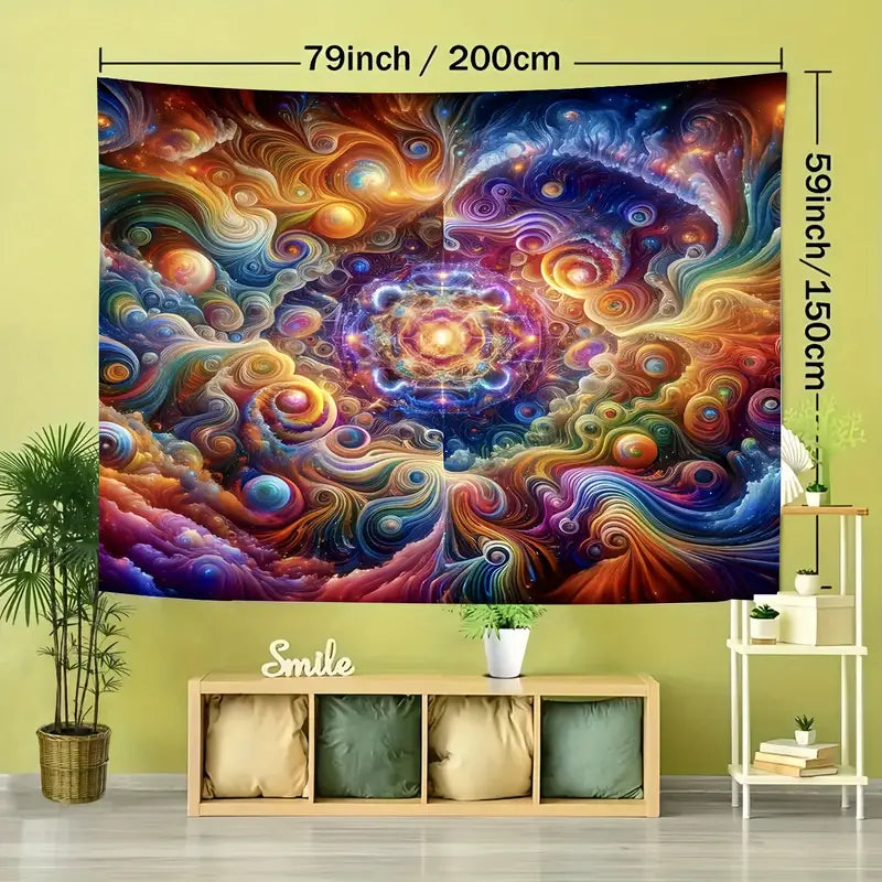 1pc Vibrant Cosmic Galaxy Pattern Wall Tapestry, Stunning Wall Hanging Art for Living Room & Bedroom, Home Decor Accent