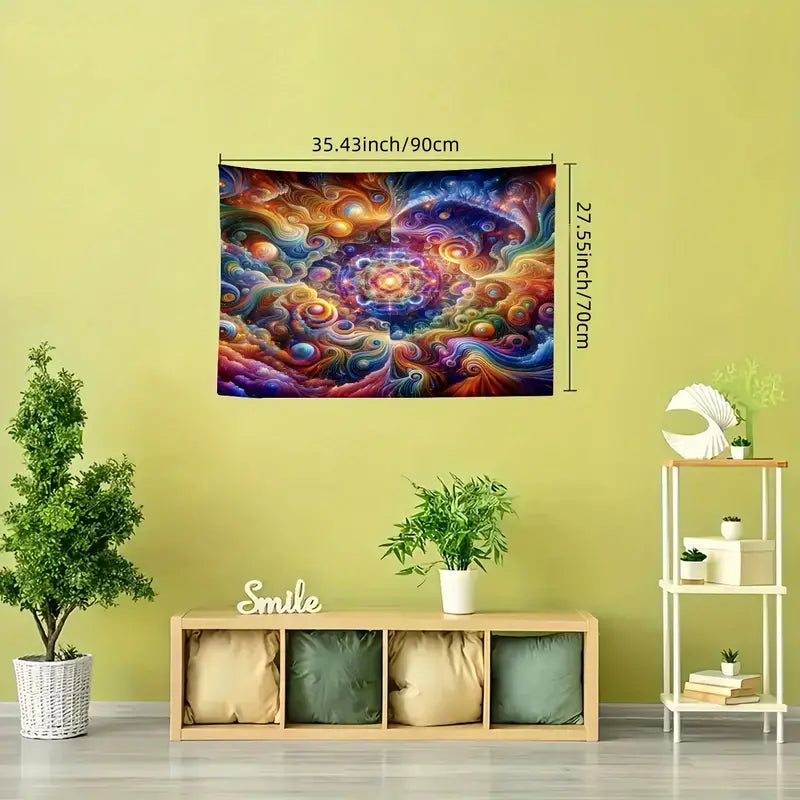 1pc Vibrant Cosmic Galaxy Pattern Wall Tapestry, Stunning Wall Hanging Art for Living Room & Bedroom, Home Decor Accent