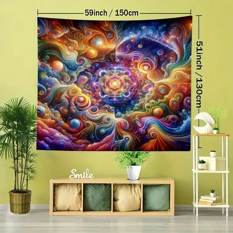 1pc Vibrant Cosmic Galaxy Pattern Wall Tapestry, Stunning Wall Hanging Art for Living Room & Bedroom, Home Decor Accent