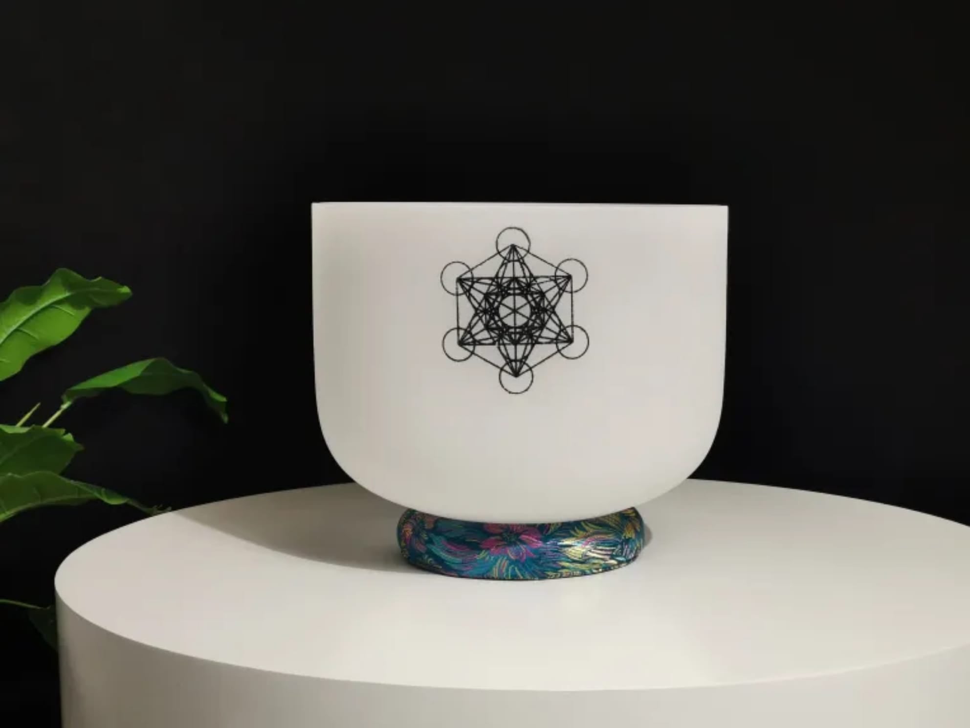 Triquetra, Metatron's Cube, Celtic Quad Closed Knot & Celtic Tree Of Life 432Hz Crystal Singing Bowl with Padded Secure Case  and Striker