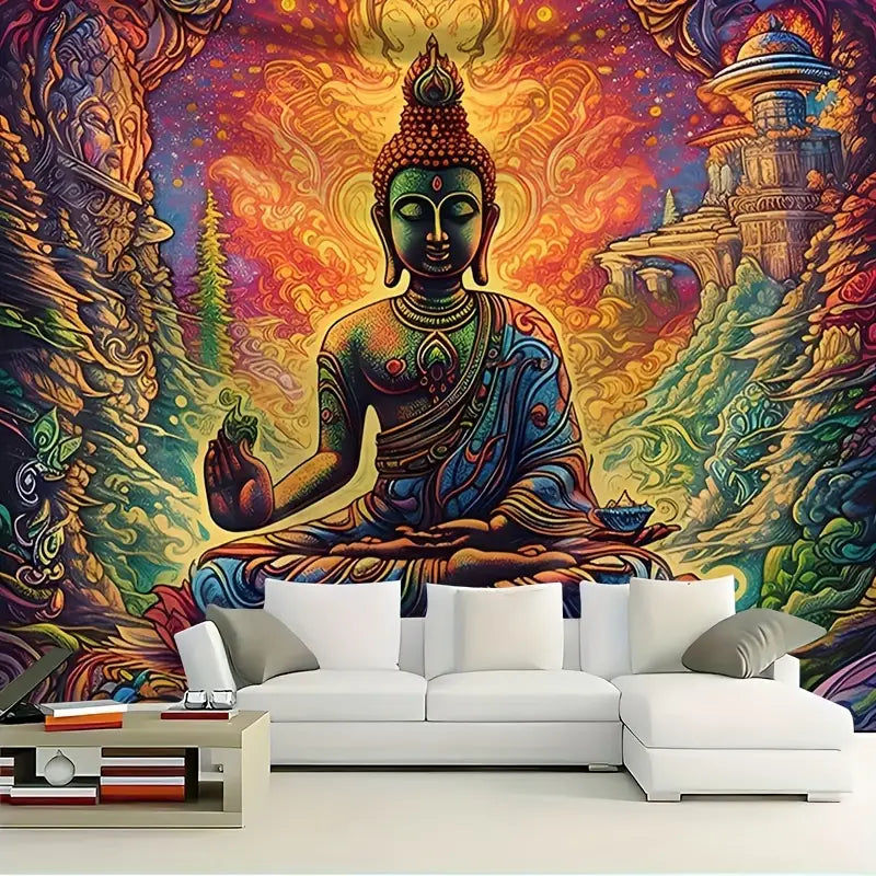 1pc Bodhisattva Print Tapestry, Polyester Tapestry, Wall Hanging For Living Room Bedroom Office, Home Decor Room Decor Party Decor, With Free Installation Package