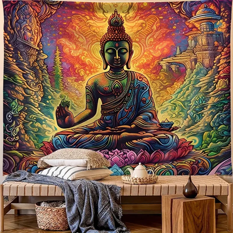 1pc Bodhisattva Print Tapestry, Polyester Tapestry, Wall Hanging For Living Room Bedroom Office, Home Decor Room Decor Party Decor, With Free Installation Package