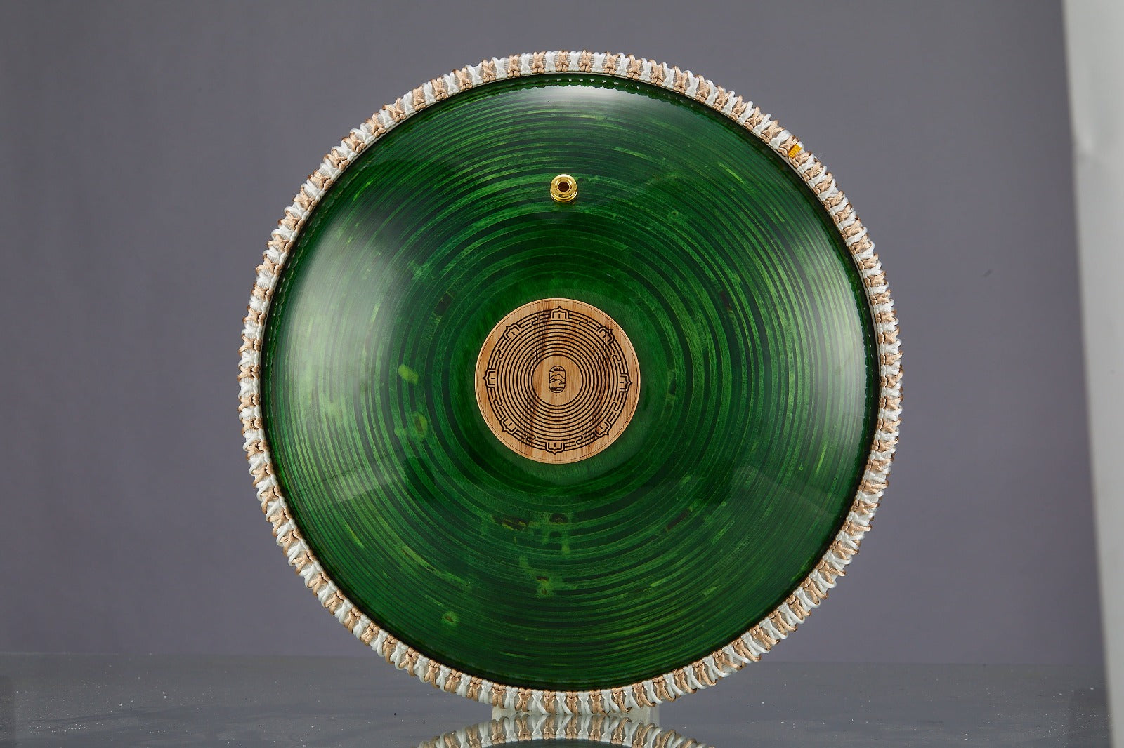 Green 14-Inch Crystal Drum - C Major (440Hz) Tuning with E3, F3, G3, A3, B3, C4, D4, E4, F4, G4, A4, B4, C5, D5, E5 for Sound Healing & Meditation