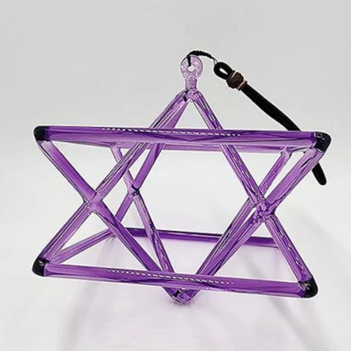 Purple 8" Quartz Crystal Singing Merkaba Enhanced Sound Healing and Meditation Musical Instrument with Crystal Striker