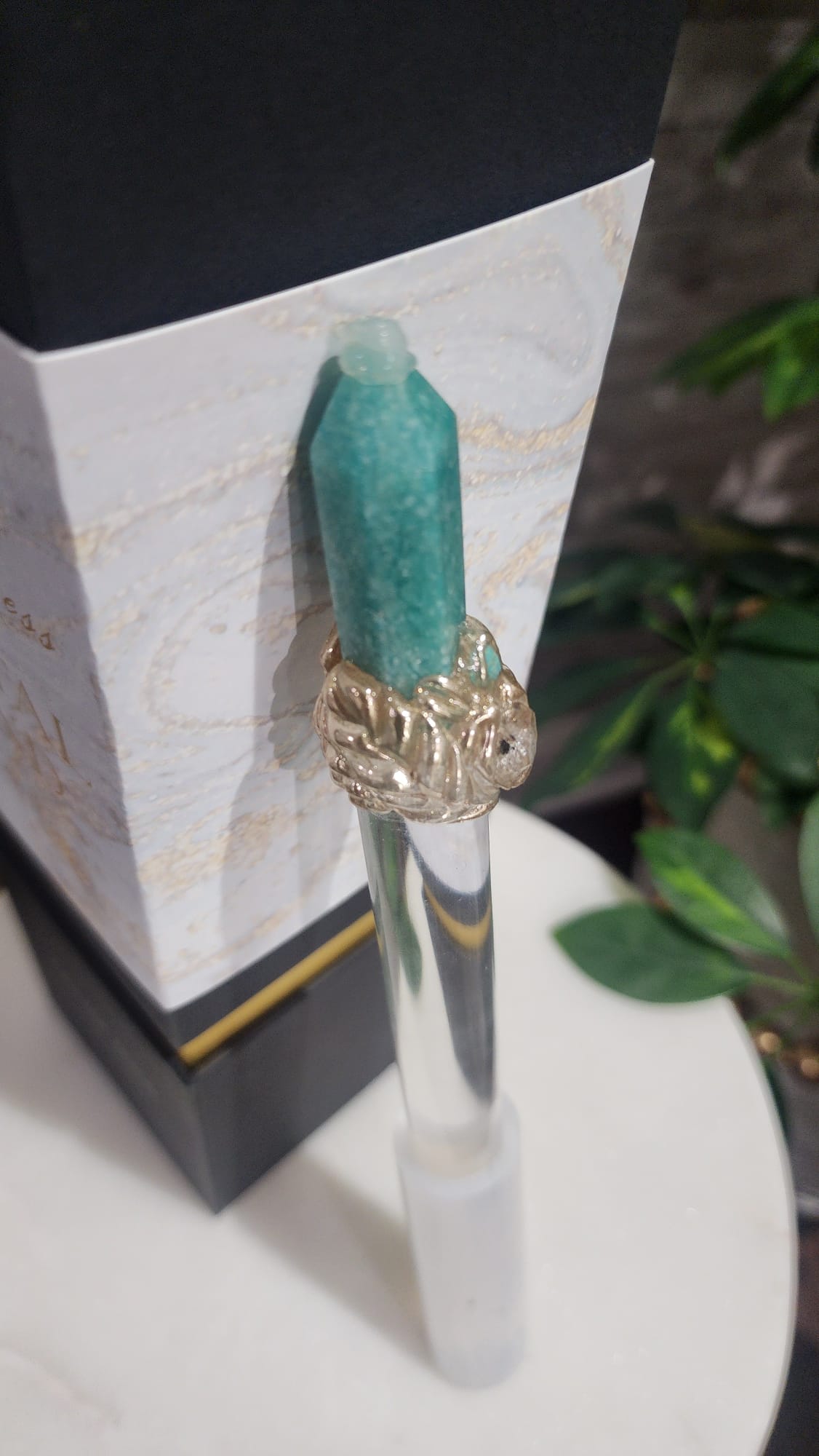 Dual-Sided Healing Wand: Amazonite Gemstone & Silicone Energy Wand for Reiki, Meditation, and Spiritual Practice