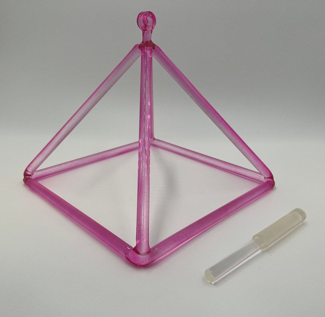 Rare 10" Light Color Rose Pink Crystal Singing Pyramid With Carrying CASE And Crystal Rubber Mallet Love, Compassion, and Emotional Balance - Thecosmicaccess