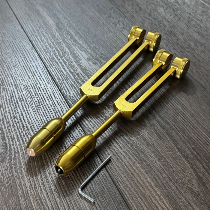 Gold Color Weighted Fibonacci Forks 89 Hz and 144 Hz